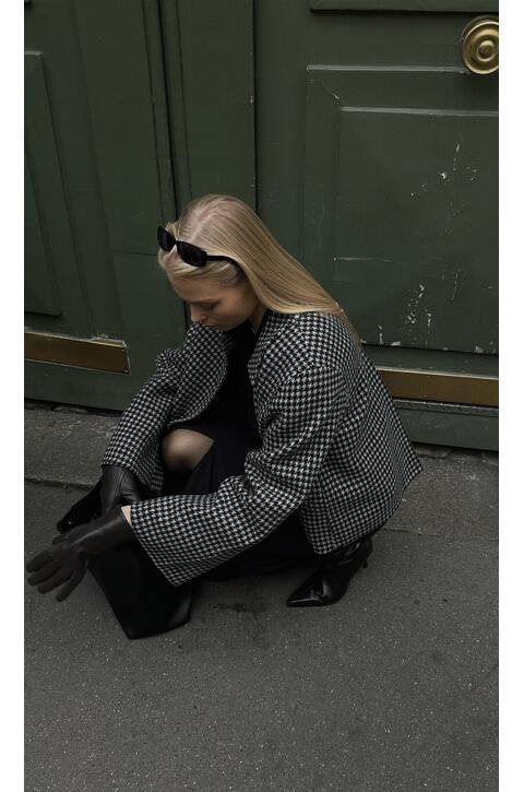 Yackie Jacket Short houndstooth wool jacket